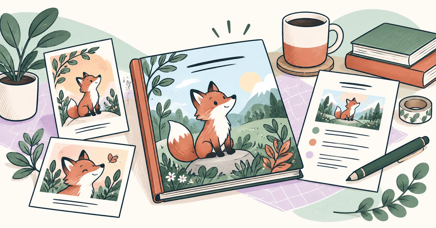 A picture book with matching social artwork, cover mockup and listing notes